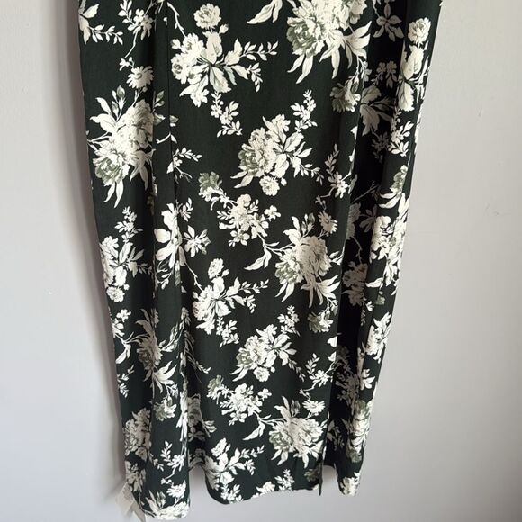 NEW Abercrombie & Fitch High-Slit Midaxi Dress green floral Large - Picture 6 of 15